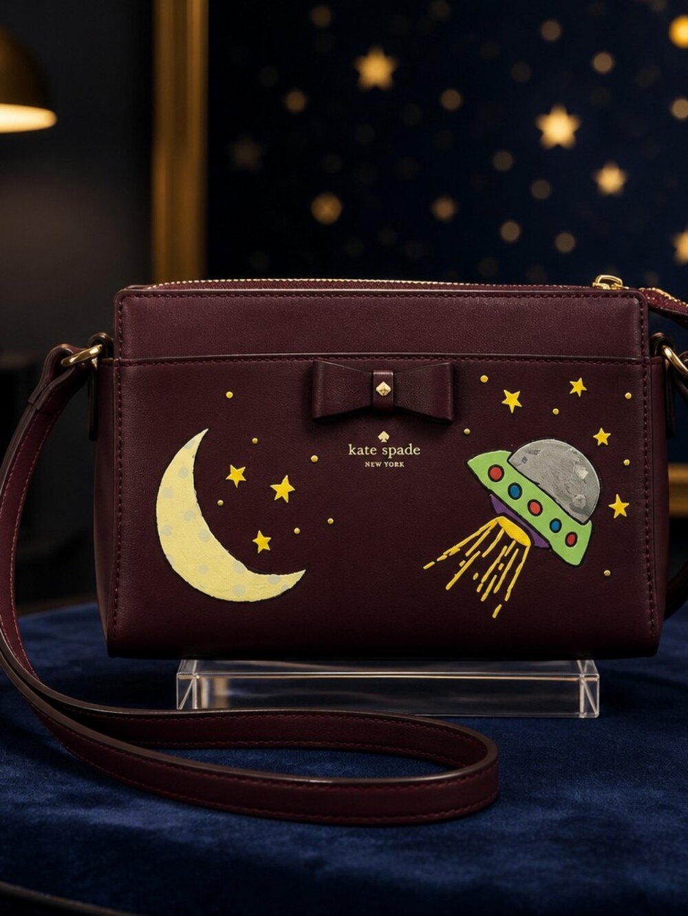 kate spade Moon & UFO Crossbody Bag - Burgundy - Picture 1 of 12